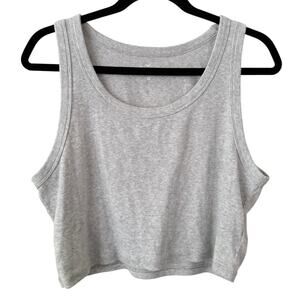 Hollister Lt Gray Ribbed Cropped Casual Basics Tank Top Sleeveless-XL